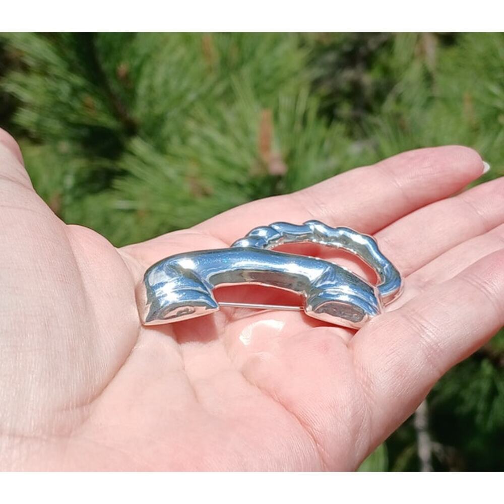 Vintage Taxco Sterling Silver Telephone Brooch - Picture 6 of 9
